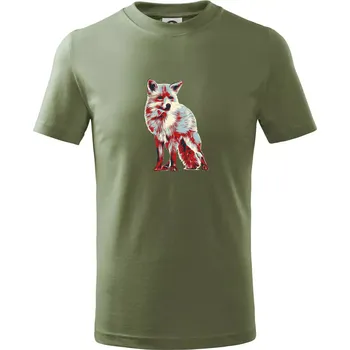 Liška vintage - Tričko dětské bavlněné - 104-110cm / 3-4 roky ( Khaki )