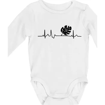 Kojenecký body EKG Monstera - Body kojenecké s dlouhým rukávem - Dlouhý r. do 3 měs ( Bílá )