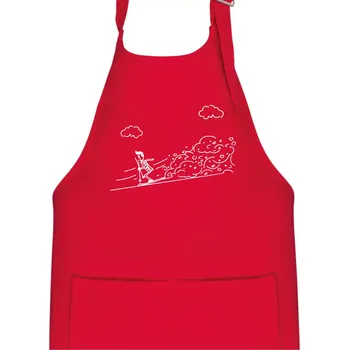 Kuchyňská zástěra Kreslený lyžař na horách - Dětská zástěra na vaření - Univerzální velikost ( Červená )