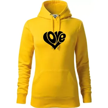 Dámská mikina Love nápis jednoduchý - Mikina dámská Cape s kapucí - XL ( Žlutá )
