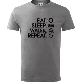 Eat sleep water polo repeat - Tričko dětské bavlněné - 98 cm / 2 roky ( Tmavě šedý melír )