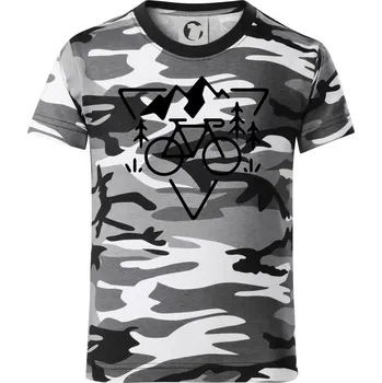 Chlapecké tričko Cyklo trojúhelník - Dětské maskáčové triko - 146 cm/10 let ( Šedý maskáč )