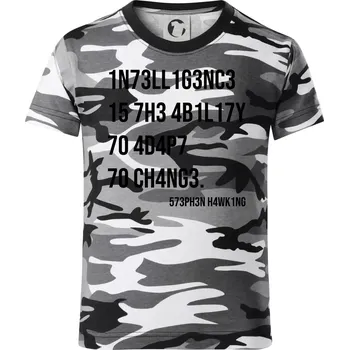 Chlapecké tričko Test inteligence - Stephen Hawking - Dětské maskáčové triko - 146 cm/10 let ( Šedý maskáč )