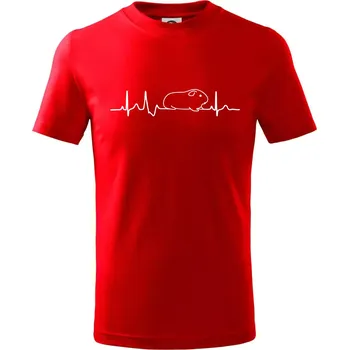 EKG morče - Tričko dětské bavlněné - 98 cm / 2 roky ( Červená )