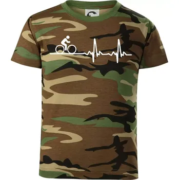 Chlapecké tričko Cyklo ekg - kolo - Dětské maskáčové triko - 146 cm/10 let ( Hnědý maskáč )