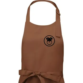 Kuchyňská zástěra Knírač v kolečku na prsu - Pánská zástěra na vaření - Univerzální velikost ( Kakaová )