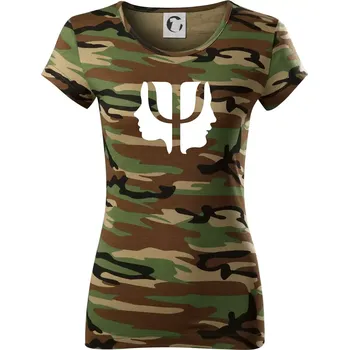 Dámské tričko Psychologie hlavy - Dámské maskáčové triko - M ( Hnědý maskáč )