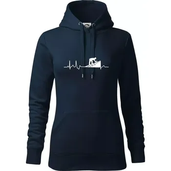 Dámská mikina EKG pokrývač - Mikina dámská Cape s kapucí - M ( Námořní modrá (velmi tmavá - téměř černá) )