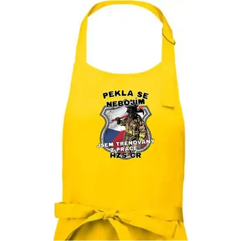 Kuchyňská zástěra Pekla se nebojím HZS ČR - Dámská zástěra na vaření - Univerzální velikost ( Žlutá )