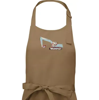 Kuchyňská zástěra Bagr vintage - Pánská zástěra na vaření - Univerzální velikost ( Cappuccino )