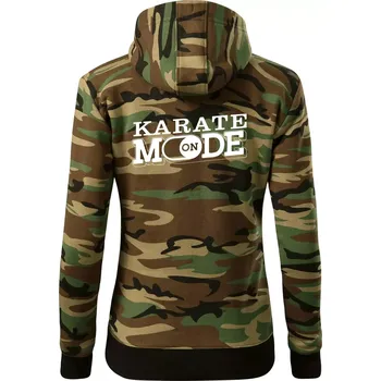 Dámská mikina Karate mode - Dámská mikina trendy zipper s kapucí - XS ( Hnědý maskáč )