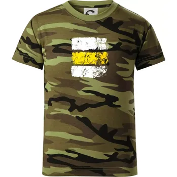 Turistická značka - žlutá - Dětské maskáčové triko - 104-110cm / 3-4 roky ( Zelený maskáč )