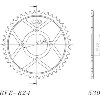 Řetězová sada pro motocykl Řetězová rozeta SUPERSPROX RFE-824:46-BLK černý 46 zubů, 530