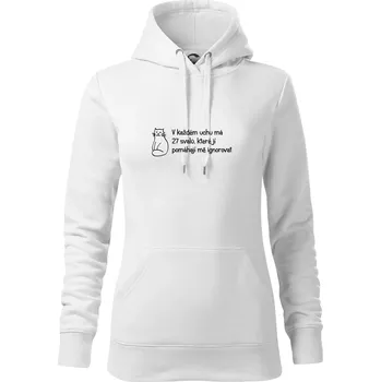 Dámská mikina Kočka - 27 svalů - Mikina dámská Cape s kapucí - XS ( Bílá )