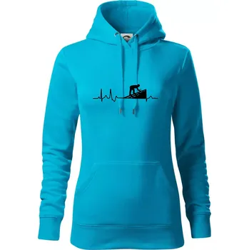 Dámská mikina EKG pokrývač - Mikina dámská Cape s kapucí - XS ( Světlý tyrkys )