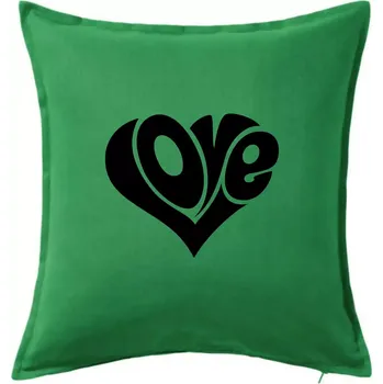 Polštář Love nápis jednoduchý - Polštář 50x50 - 50x50 - Pouze potah ( Středně zelená )