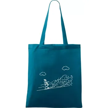 Kreslený lyžař na horách - Taška bavlněná - 42 x 38 cm ( Petrolejová )