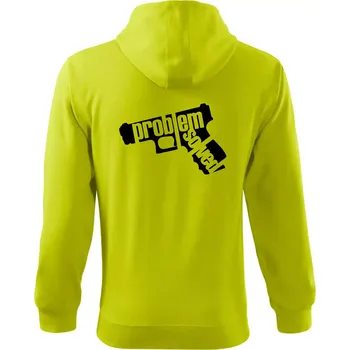 Pánská mikina Problém - zbraň - Mikina s kapucí na zip trendy zipper - L ( Limetková )