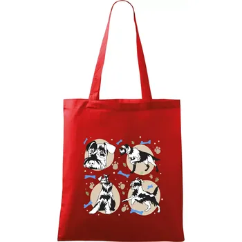 Nákupní taška Knírač - 4 obrázky - Taška bavlněná - 42 x 38 cm ( Červená )