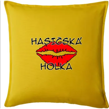 Polštář Hasičská holka - pusa - Polštář 50x50 - 50x50 - Pouze potah ( Žlutá )
