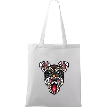 Knírač hlava barevná - Taška bavlněná - 42 x 38 cm ( Bílá )