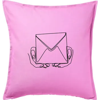 Polštář Obálka pošták jedním tahem - Polštář 50x50 - 50x50 - Pouze potah ( Růžová )