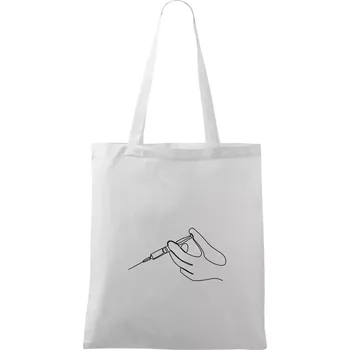 Ruka a injekce jedním tahem - Taška bavlněná - 42 x 38 cm ( Bílá )