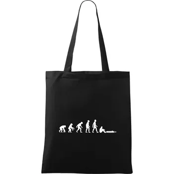 Nákupní taška Evoluce mašinky - Taška bavlněná - 42 x 38 cm ( Černá )