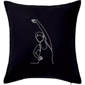 Polštář Protahující se žena jedním tahem - Polštář 50x50 - 50x50 - Včetně výplně ( Černá )