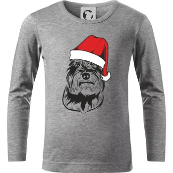 Chlapecké tričko Knírač vánoční - Triko dětské Long Sleeve - 122 cm/6 let ( Tmavě šedý melír )