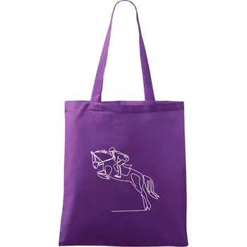 Jízda na koni jedním tahem - Taška bavlněná - 42 x 38 cm ( Fialová )