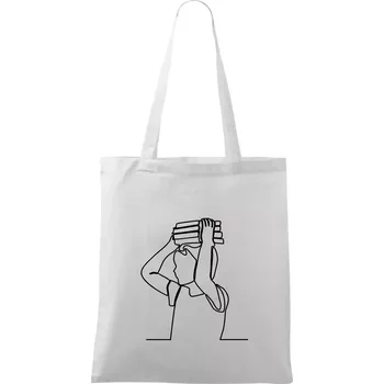 Student a kniha jedním tahem - Taška bavlněná - 42 x 38 cm ( Bílá )