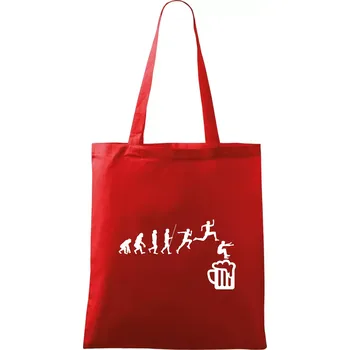 Nákupní taška Evoluce pivo skok - Taška bavlněná - 42 x 38 cm ( Červená )