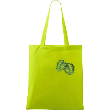 Monstera listy na prsu - Taška bavlněná - 42 x 38 cm ( Limetková )