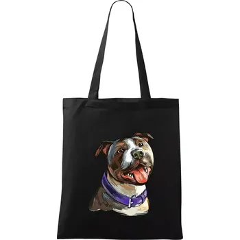 Americký stafordširský teriér kreslený - Taška bavlněná - 42 x 38 cm ( Černá )