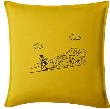 Polštář Kreslený lyžař na horách - Polštář 50x50 - 50x50 - Pouze potah ( Žlutá )