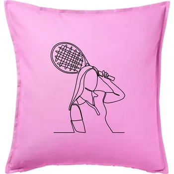 Polštář Tenistka jednim tahem - Polštář 50x50 - 50x50 - Pouze potah ( Růžová )