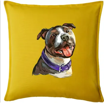 Polštář Americký stafordširský teriér kreslený - Polštář 50x50 - 50x50 - Pouze potah ( Žlutá )