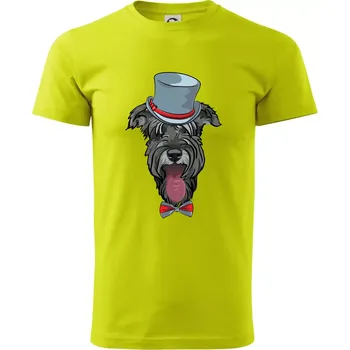 Knírač v klobouku - Klasické pánské triko vyšší gramáže - S ( Limetková )
