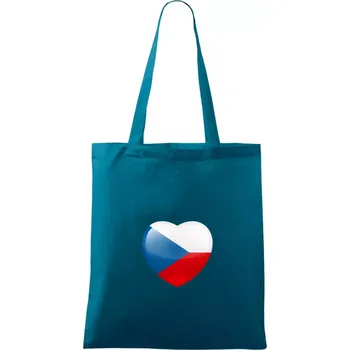 České srdce - vlajka - Taška bavlněná - 42 x 38 cm ( Petrolejová )