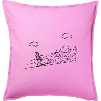Polštář Kreslený lyžař na horách - Polštář 50x50 - 50x50 - Pouze potah ( Růžová )