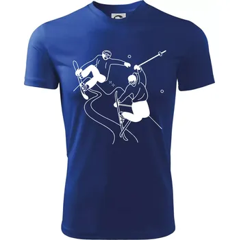 Lyžovaní - kresleny obrázek - Dětské triko sportovní (dresovina) - 158 cm/12 let ( Královská modrá )