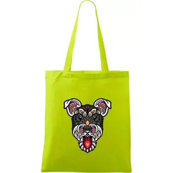 Knírač hlava barevná - Taška bavlněná - 42 x 38 cm ( Limetková )