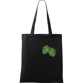 Nákupní taška Monstera listy na prsu - Taška bavlněná - 42 x 38 cm ( Černá )