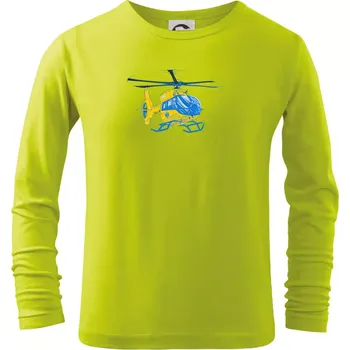 Dětská móda Vrtulník rescue - Triko dětské Long Sleeve - 146 cm/10 let ( Limetková )