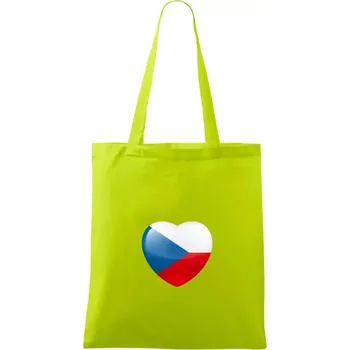 Nákupní taška České srdce - vlajka - Taška bavlněná - 42 x 38 cm ( Limetková )