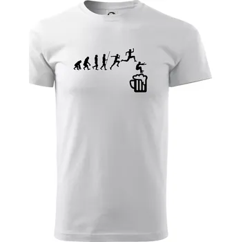 Pánské tričko Evoluce pivo skok - Triko extra velké (5-8XL) - 6XL ( Bílá )