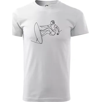 Surfař na vlně jedním tahem - Triko extra velké (5-8XL) - 8XL ( Bílá )