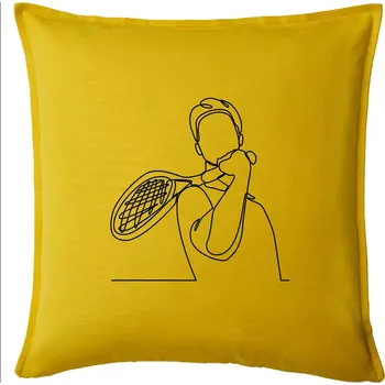 Polštář Tenista jednim tahem - Polštář 50x50 - 50x50 - Pouze potah ( Žlutá )