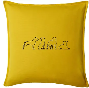 Polštář Americký stafordširský teriér v různých pozicích - Polštář 50x50 - 50x50 - Pouze potah ( Žlutá )